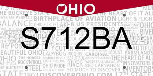 S712BA Ohio License Plate