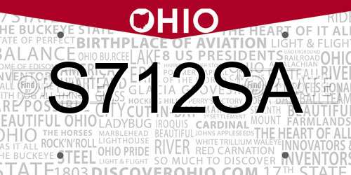 S712SA Ohio License Plate