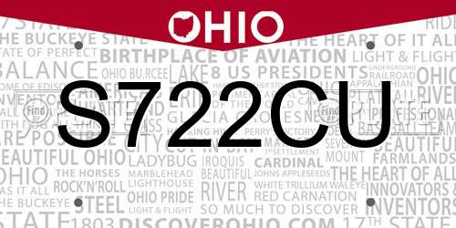 S722CU Ohio License Plate