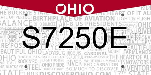 S7250E Ohio License Plate