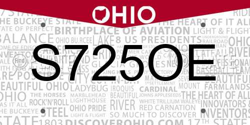 S725OE Ohio License Plate