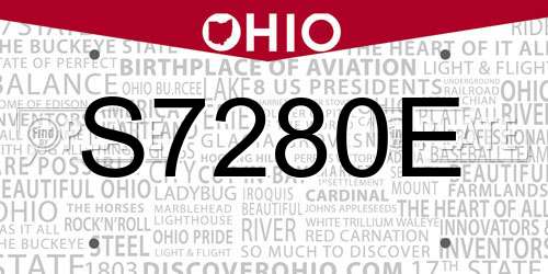 S7280E Ohio License Plate