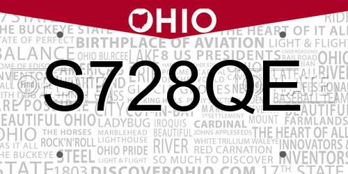 S728QE Ohio License Plate
