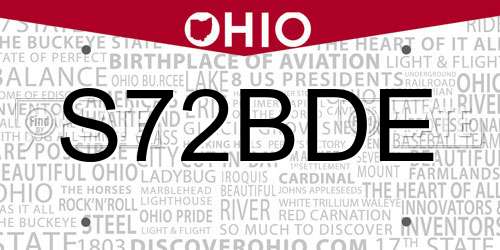 S72BDE Ohio License Plate