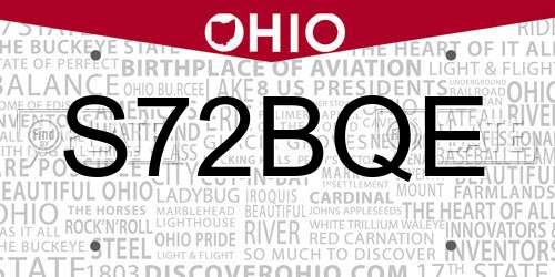 S72BQE Ohio License Plate