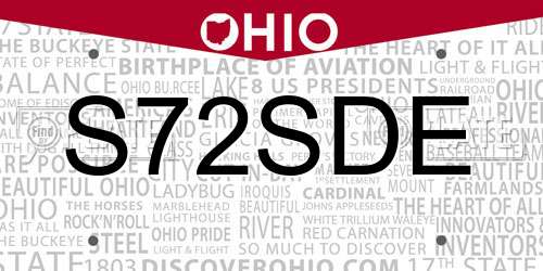 S72SDE Ohio License Plate