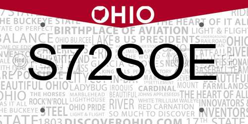 S72SOE Ohio License Plate