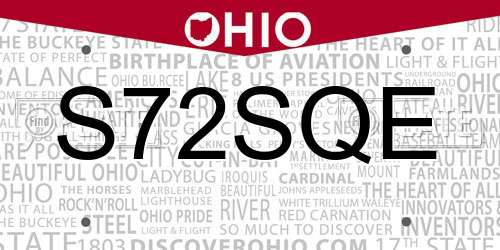 S72SQE Ohio License Plate