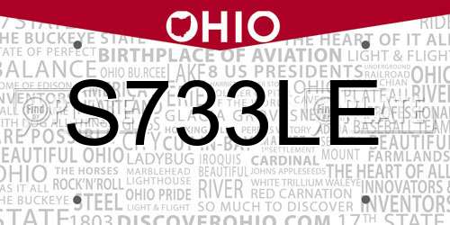 S733LE Ohio License Plate
