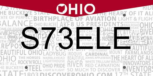 S73ELE Ohio License Plate