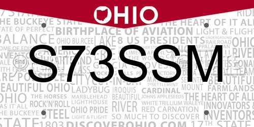 S73SSM Ohio License Plate