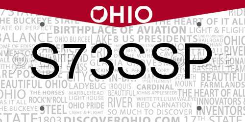 S73SSP Ohio License Plate