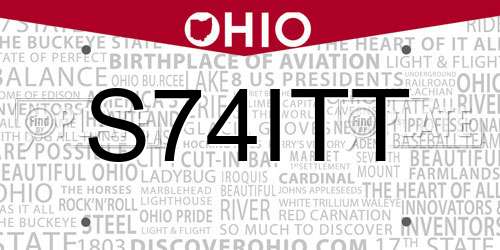 S74ITT Ohio License Plate