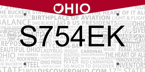 S754EK Ohio License Plate