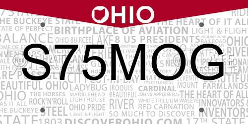 S75MOG Ohio License Plate