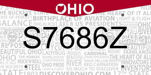 S7686Z Ohio License Plate