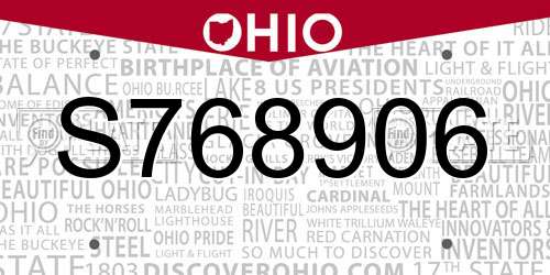 S768906 Ohio License Plate