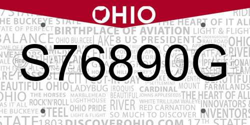 S76890G Ohio License Plate