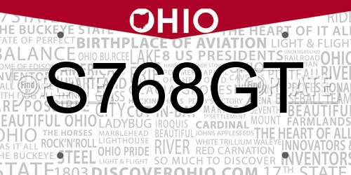 S768GT Ohio License Plate