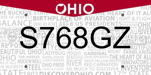 S768GZ Ohio License Plate