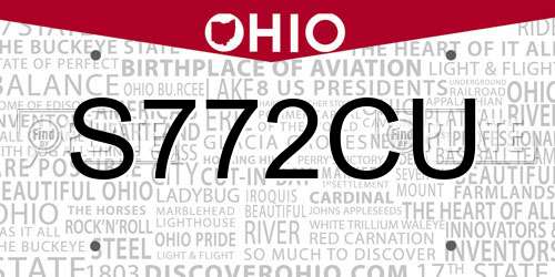 S772CU Ohio License Plate