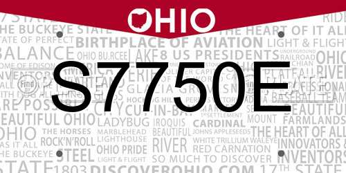 S7750E Ohio License Plate