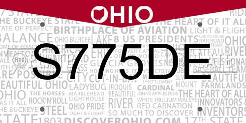 S775DE Ohio License Plate