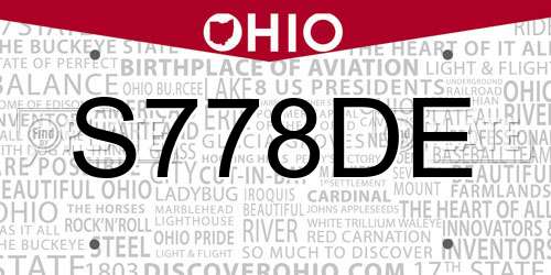 S778DE Ohio License Plate