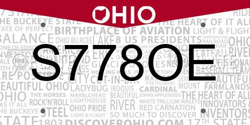 S778OE Ohio License Plate