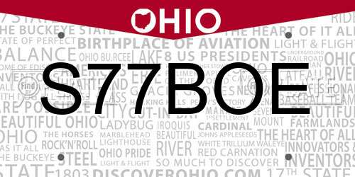S77BOE Ohio License Plate