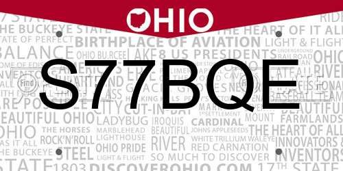 S77BQE Ohio License Plate