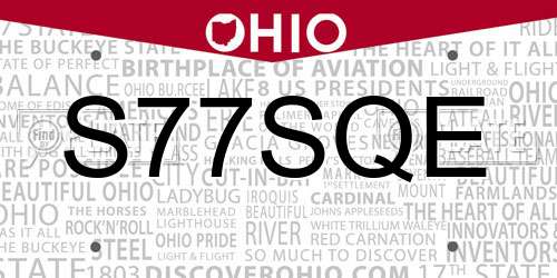 S77SQE Ohio License Plate