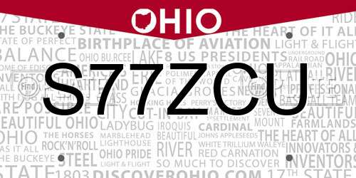 S77ZCU Ohio License Plate