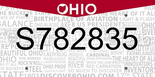S782835 Ohio License Plate