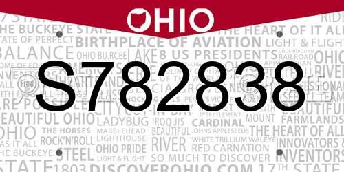 S782838 Ohio License Plate