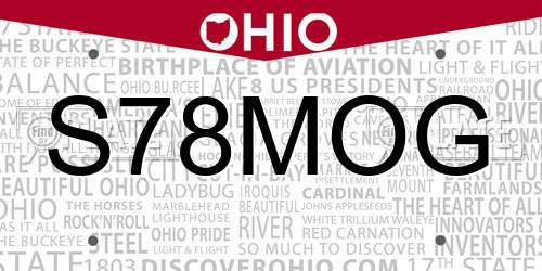 S78MOG Ohio License Plate