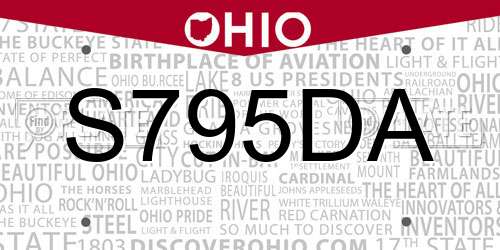S795DA Ohio License Plate