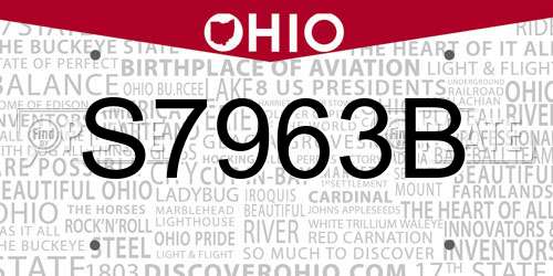 S7963B Ohio License Plate