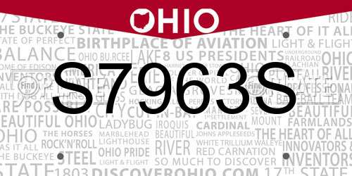 S7963S Ohio License Plate