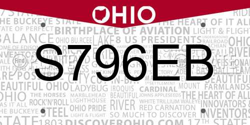 S796EB Ohio License Plate