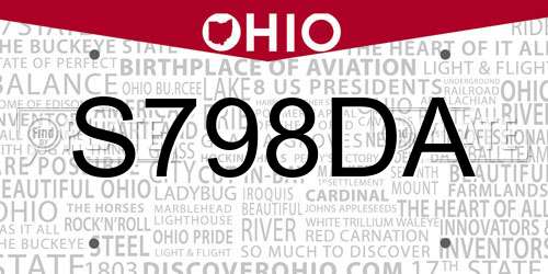 S798DA Ohio License Plate