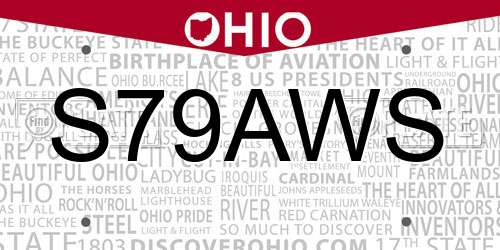 S79AWS Ohio License Plate