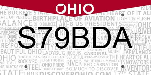 S79BDA Ohio License Plate