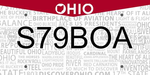 S79BOA Ohio License Plate