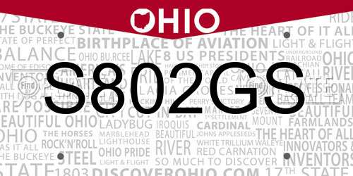S802GS Ohio License Plate