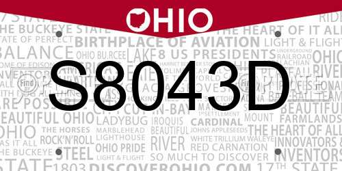 S8043D Ohio License Plate