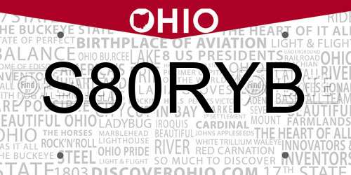 S80RYB Ohio License Plate