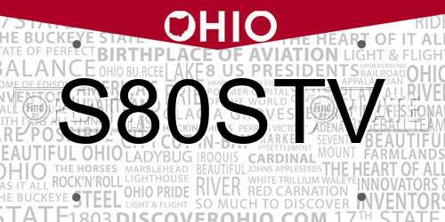S80STV Ohio License Plate