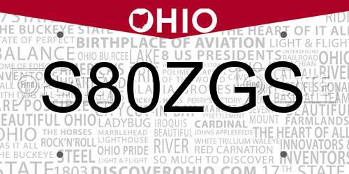 S80ZGS Ohio License Plate