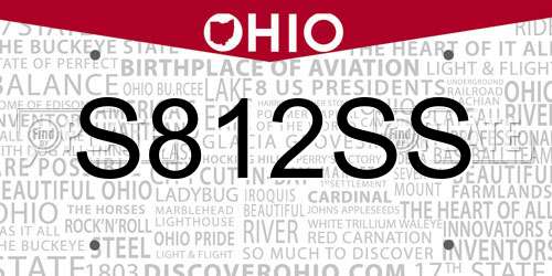 S812SS Ohio License Plate
